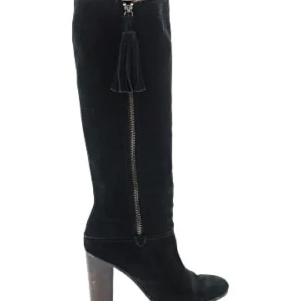 Chloe Black Suede knee high boots with Tassels Women's 6.5
